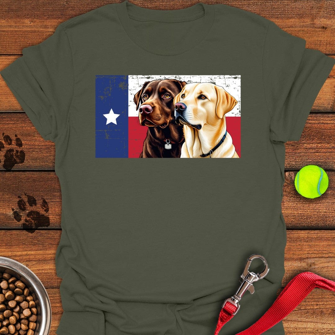 Yellow & Chocolate Lab Texas Flag Military Green