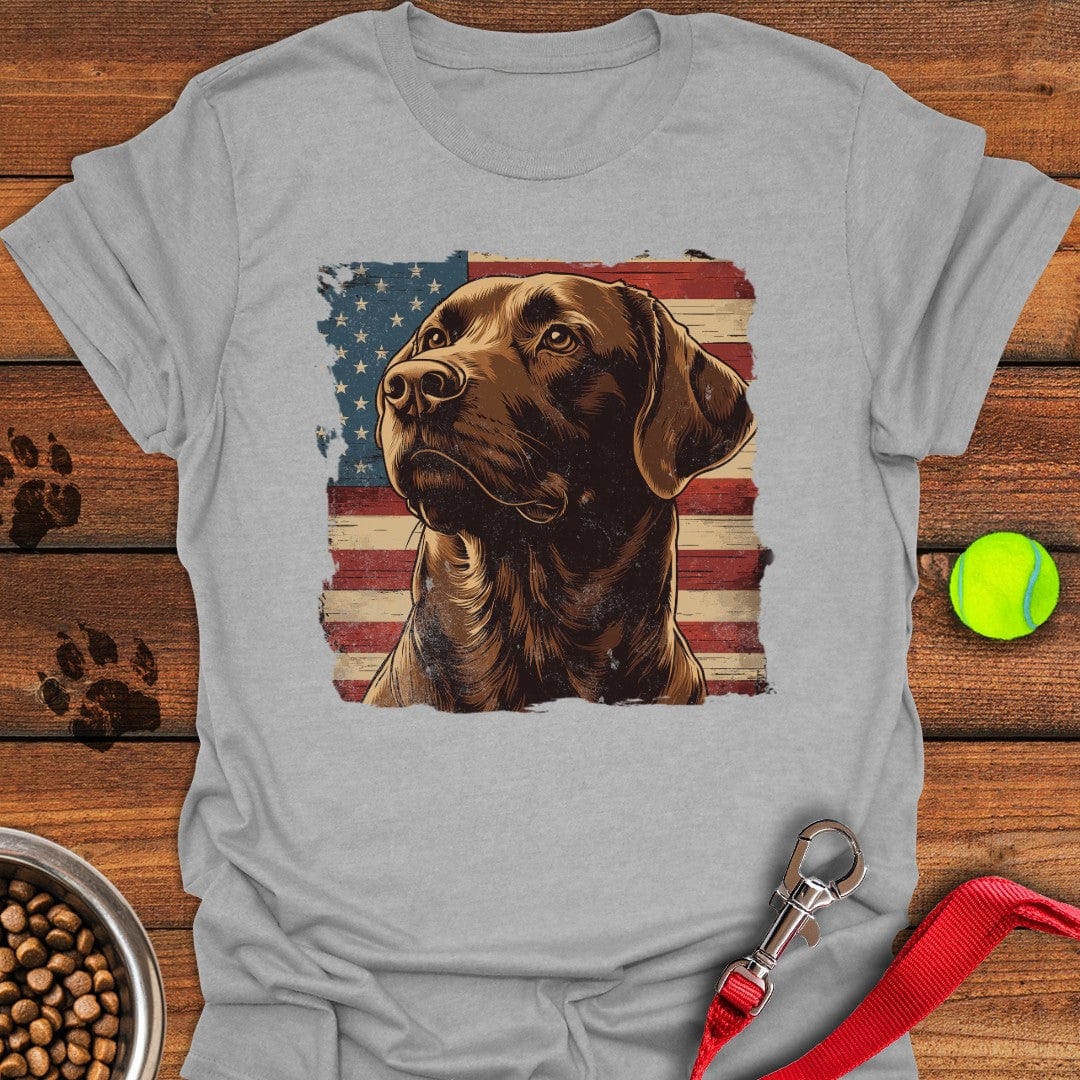 Chocolate Lab USA Flag T-Shirt