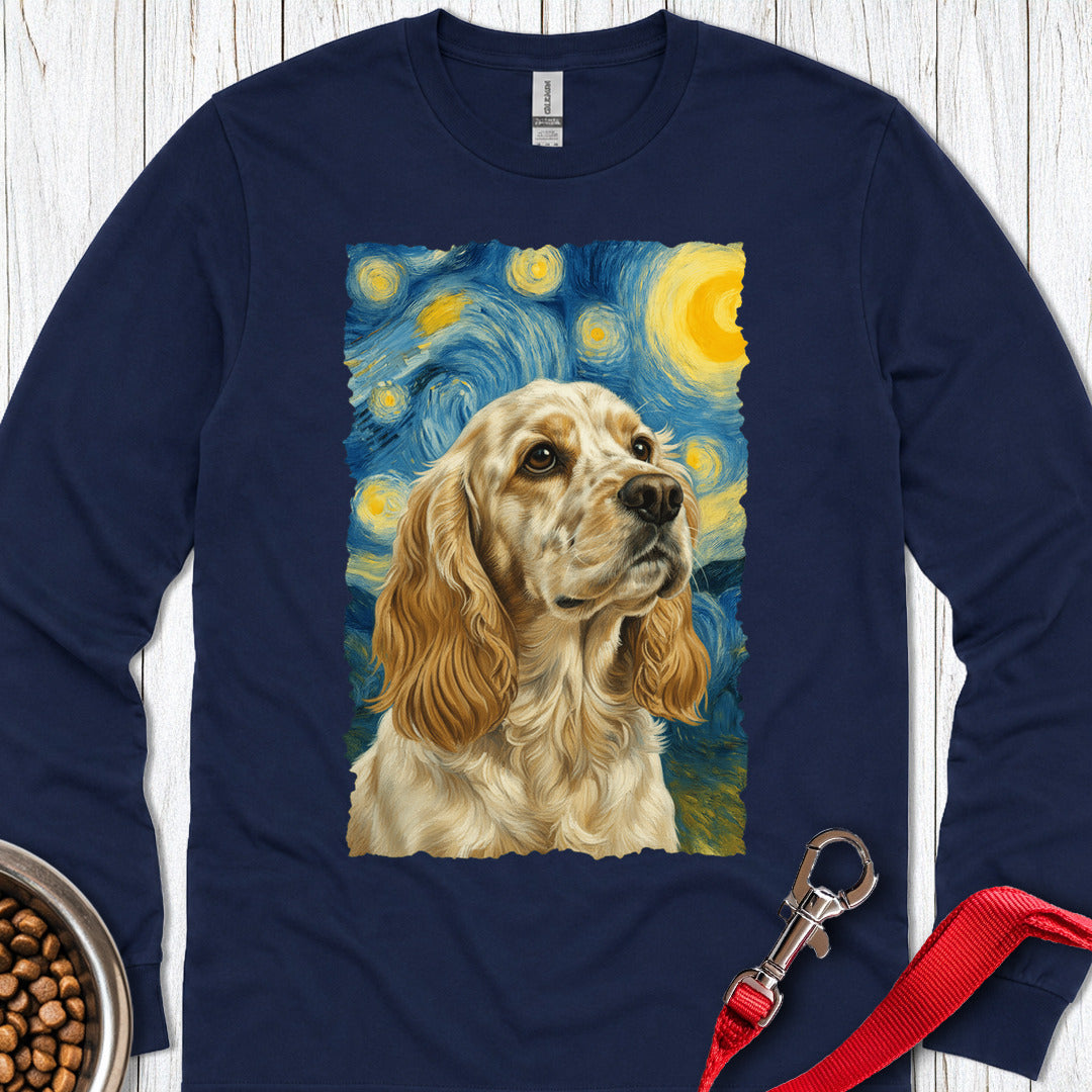Lemon Roan Cocker Spaniel Starry Night Long Sleeve β Navy