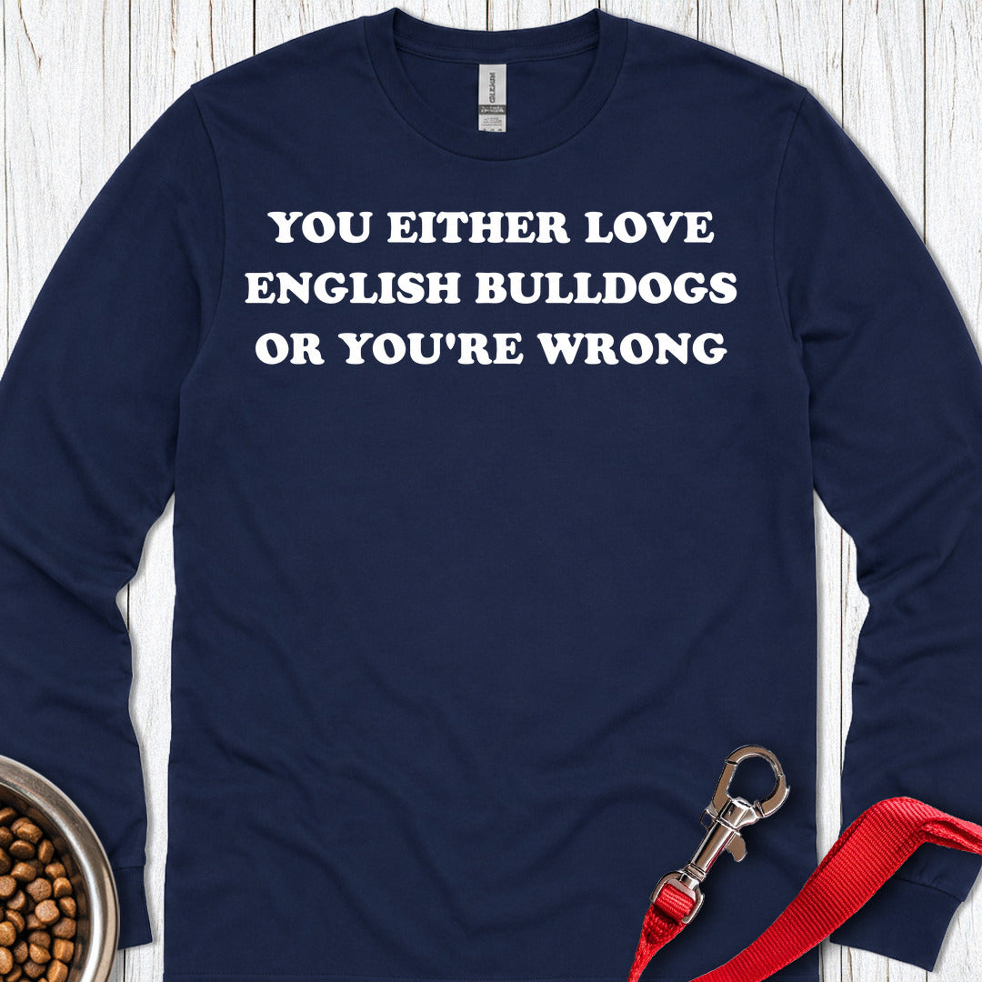 Love English Bulldog Long Sleeve Navy