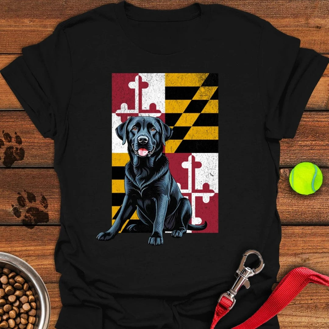 Black Labrador Maryland Flag T-Shirt Black