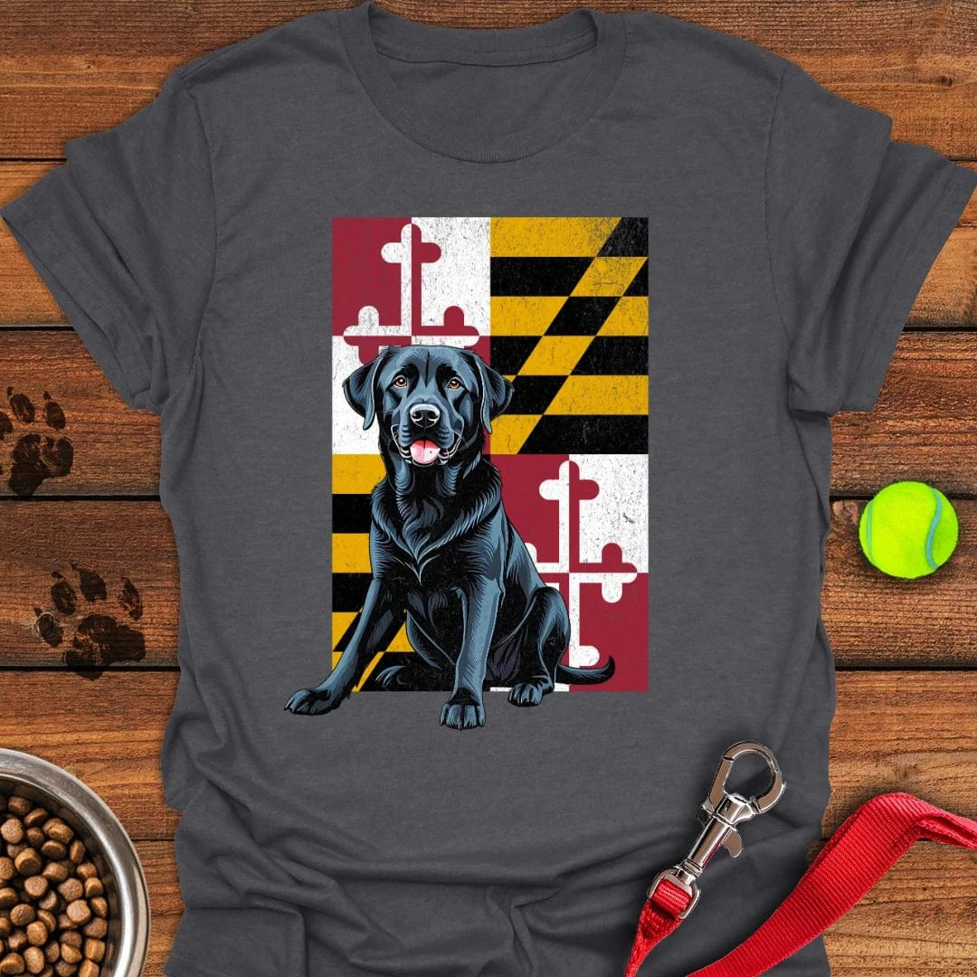 Black Labrador Maryland Flag T-Shirt Dark Heather