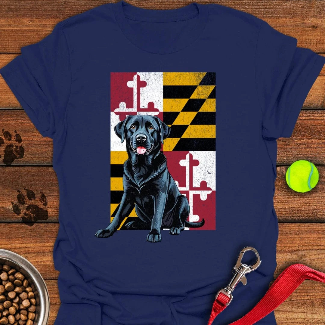 Black Labrador Maryland Flag T-Shirt Navy
