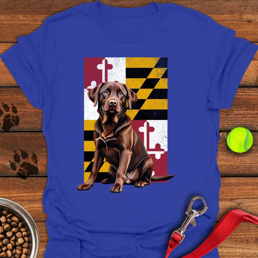 Chocolate Labrador Maryland Flag T-Shirt Royal