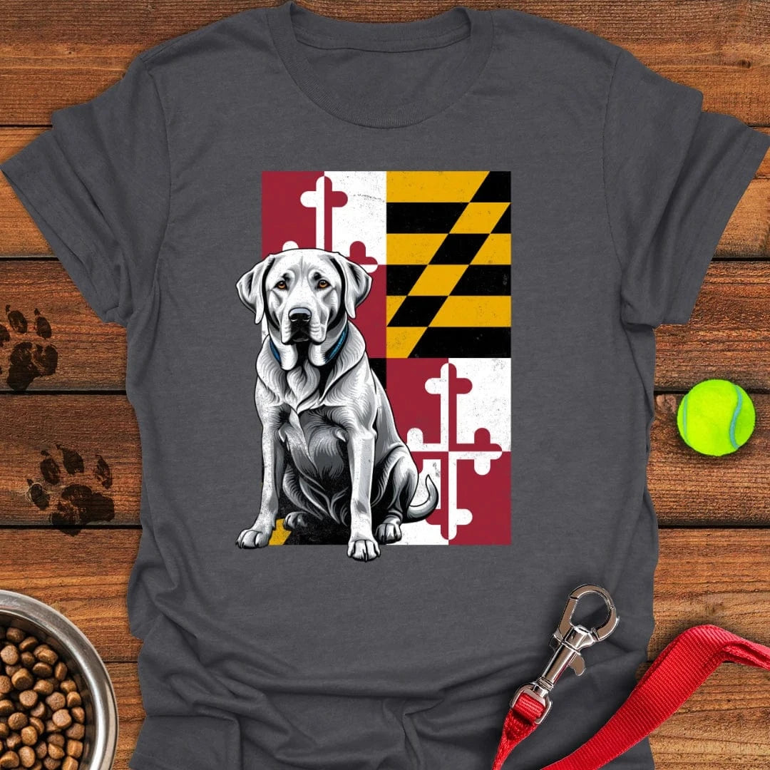 Silver Labrador Maryland Flag T-Shirt Dark Heather