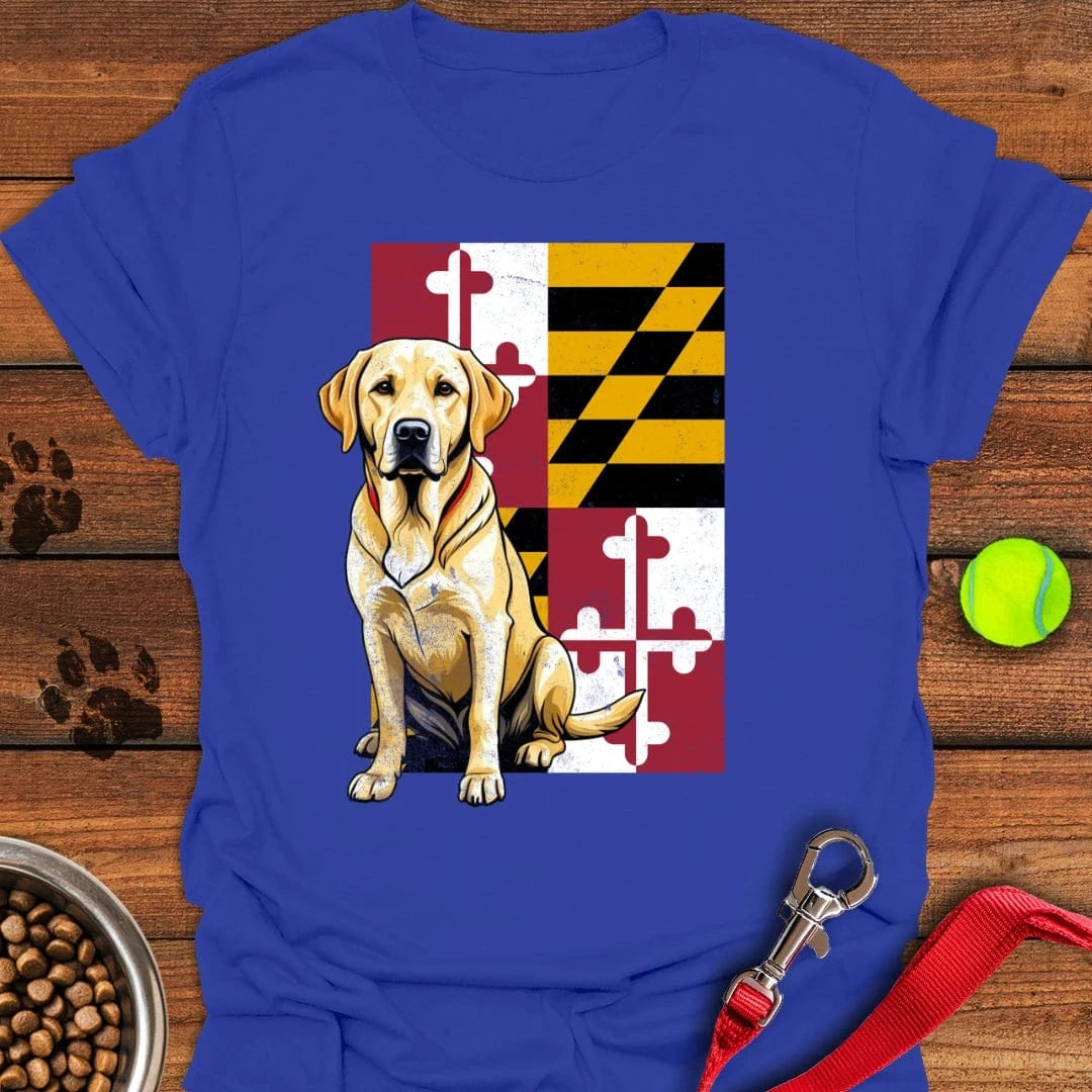 Yellow Labrador Maryland Flag T-Shirt Royal