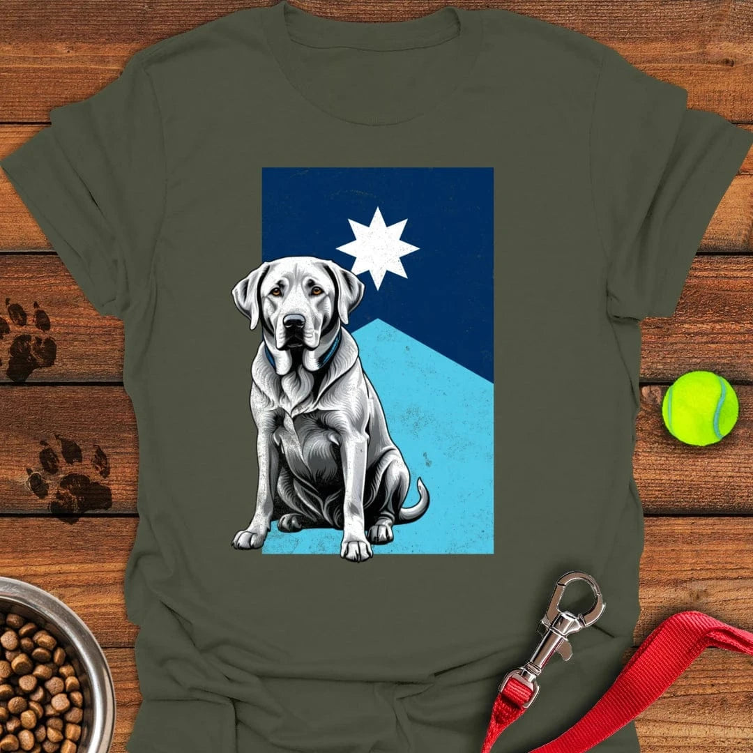Silver Labrador Minnesota Flag T-Shirt Military Green