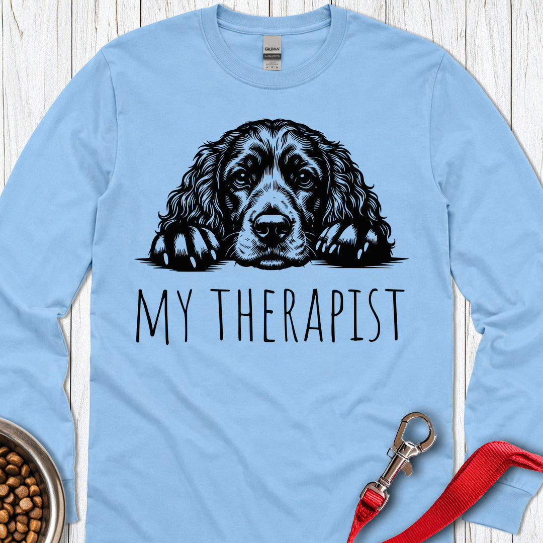 My Therapist Cocker Spaniel Long Sleeve β Carolina Blue