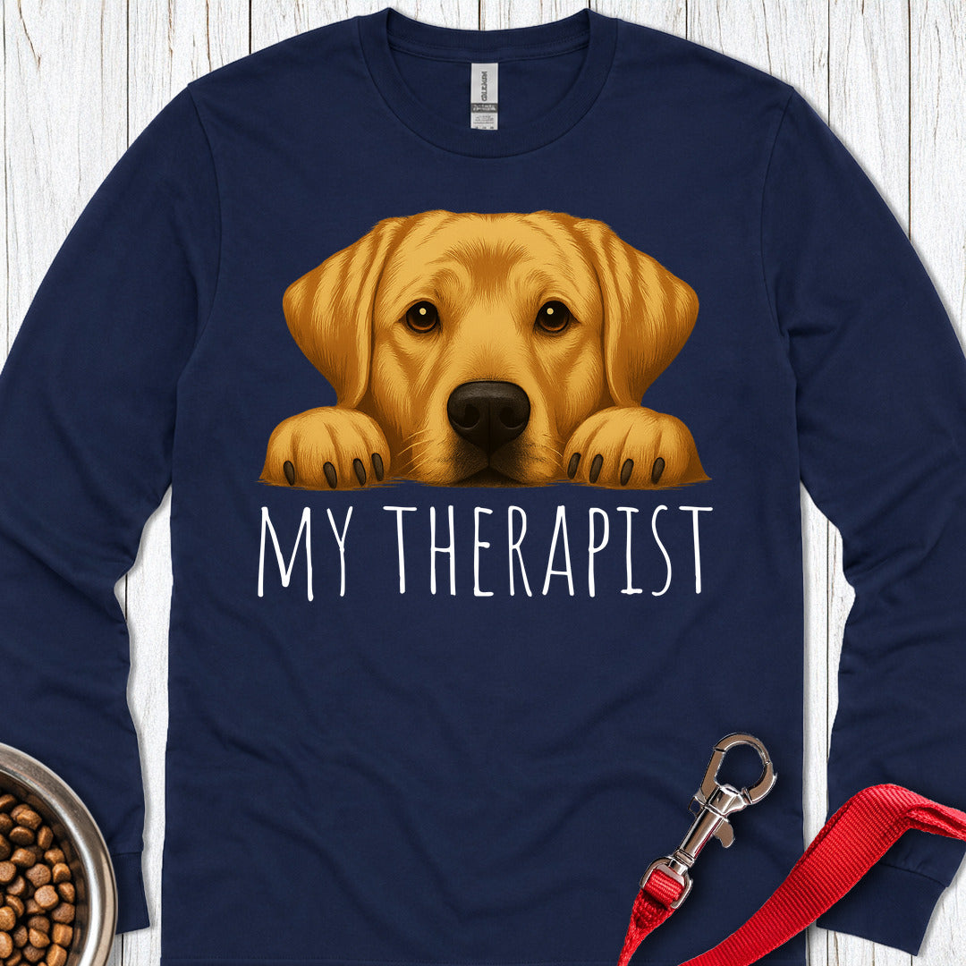 My Therapist Yellow Labrador Long Sleeve β Navy