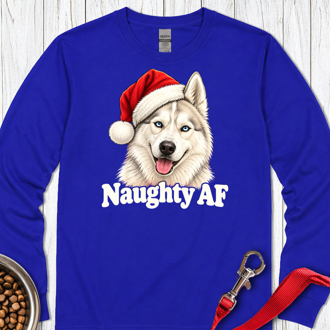 Naughty White Siberian Husky Christmas Long Sleeve β Royal