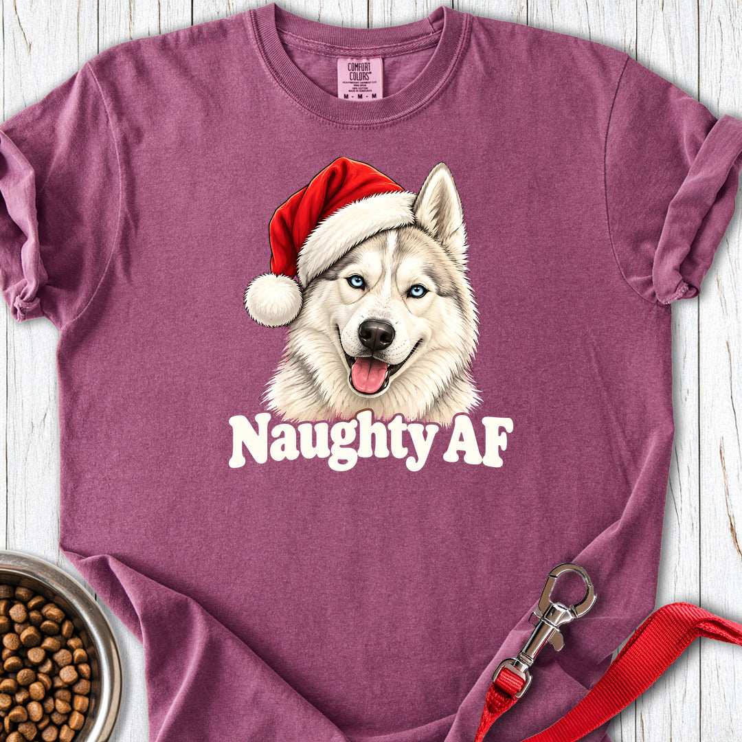 Naughty White Siberian Husky Christmas Premium Tee — Berry