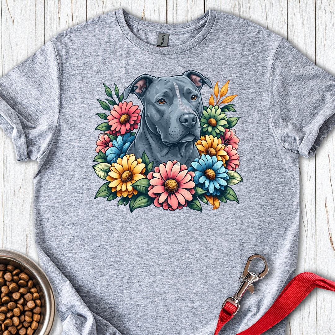 Pitbull Blue Flower Wreath — Sport Grey