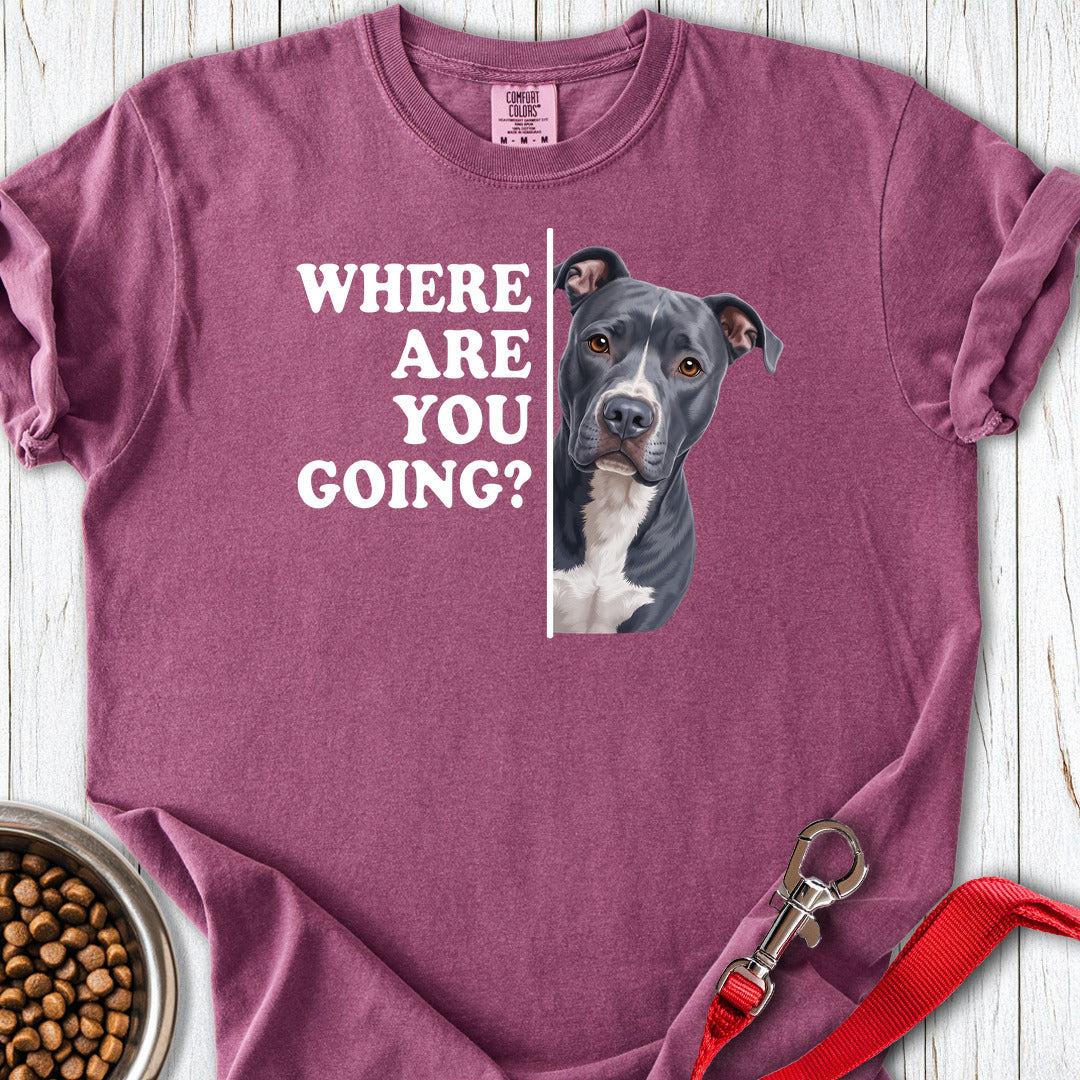 Pitbull Blue Where Are You Going Premium Tee — Berry