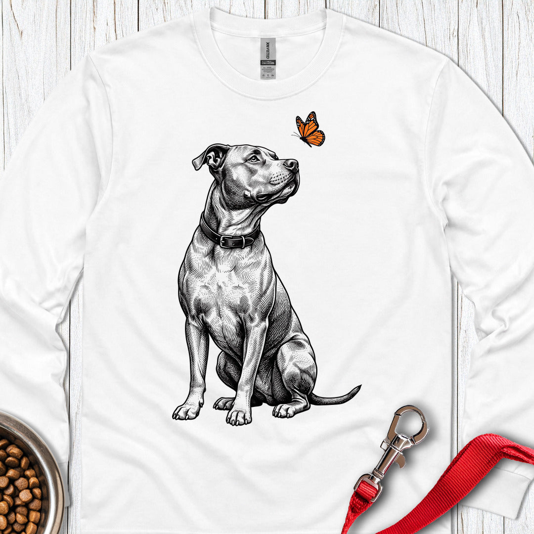 Pitbull Butterfly Long Sleeve — White
