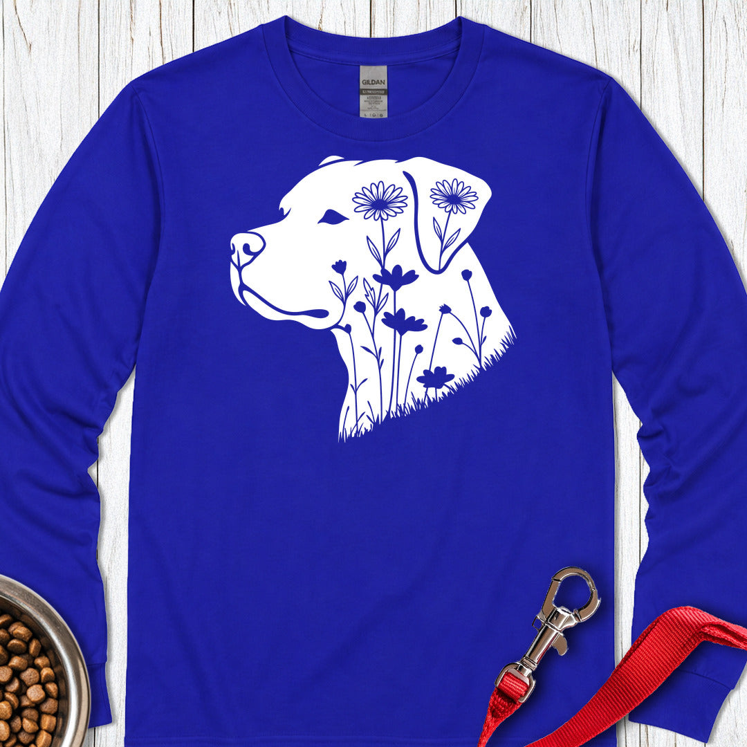 Pitbull Flowers Long Sleeve — Royal