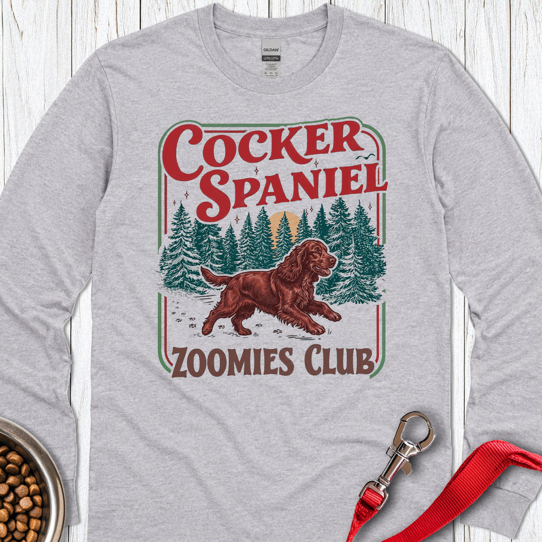 Red Cocker Spaniel Zoomies Club Long Sleeve β Sport Grey