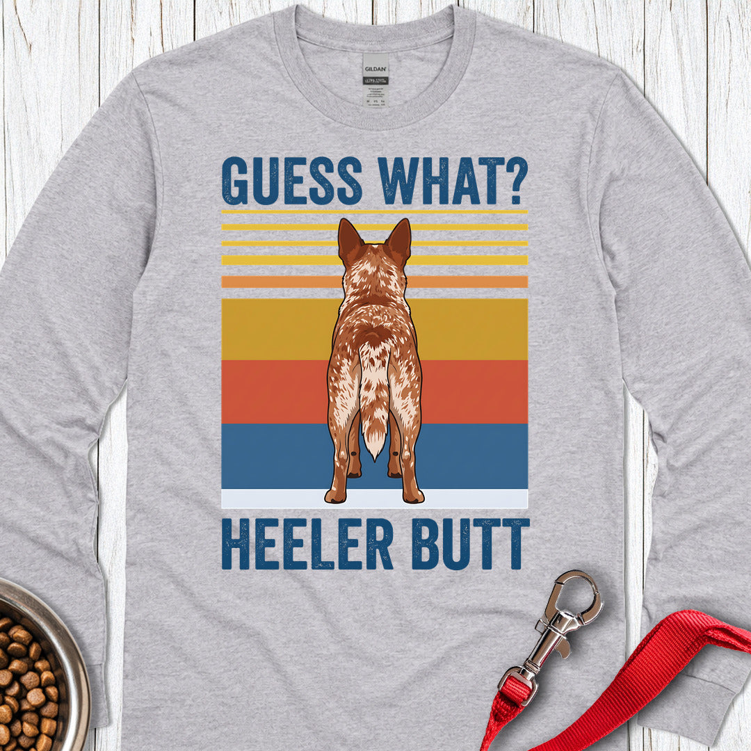 Red Heeler Butt Long Sleeve — Sport Grey