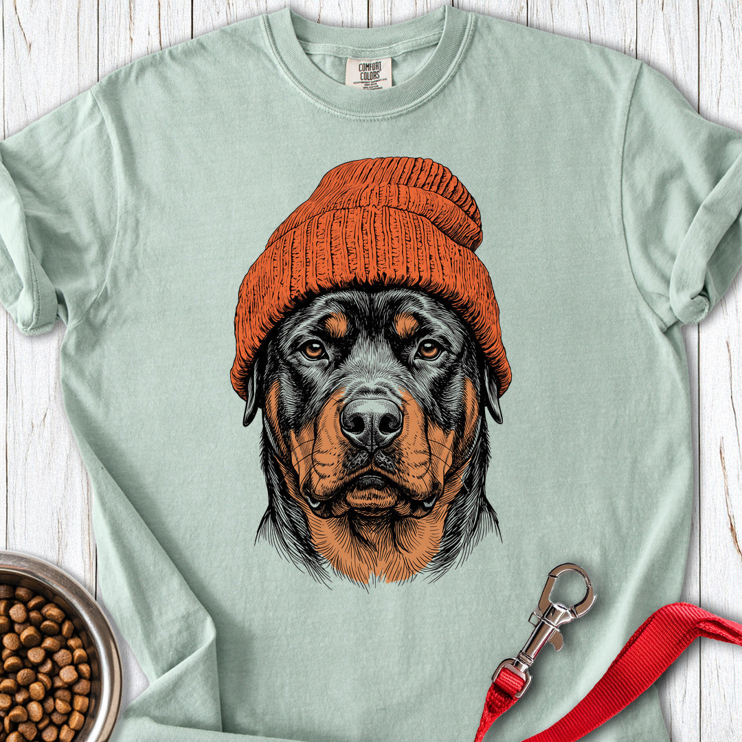 Rottweiler Beanie Premium Tee — Bay