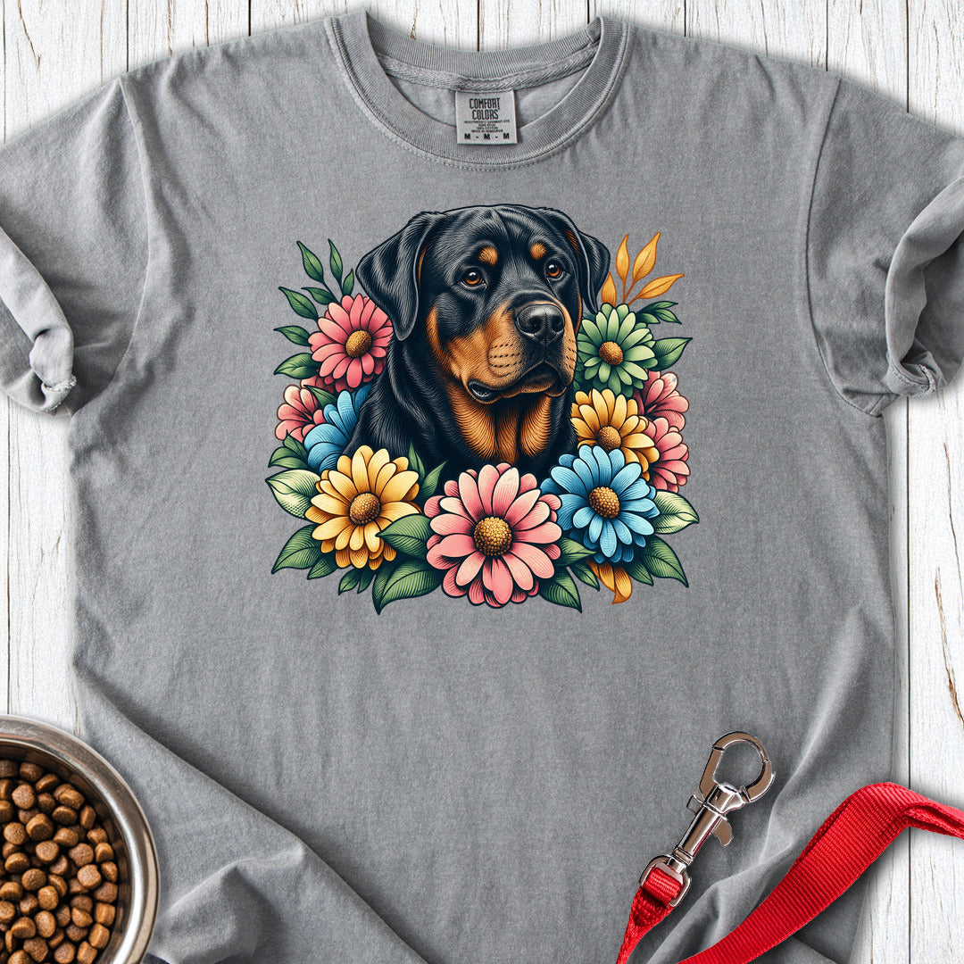 Rottweiler Flower Wreath Premium Tee — Grey