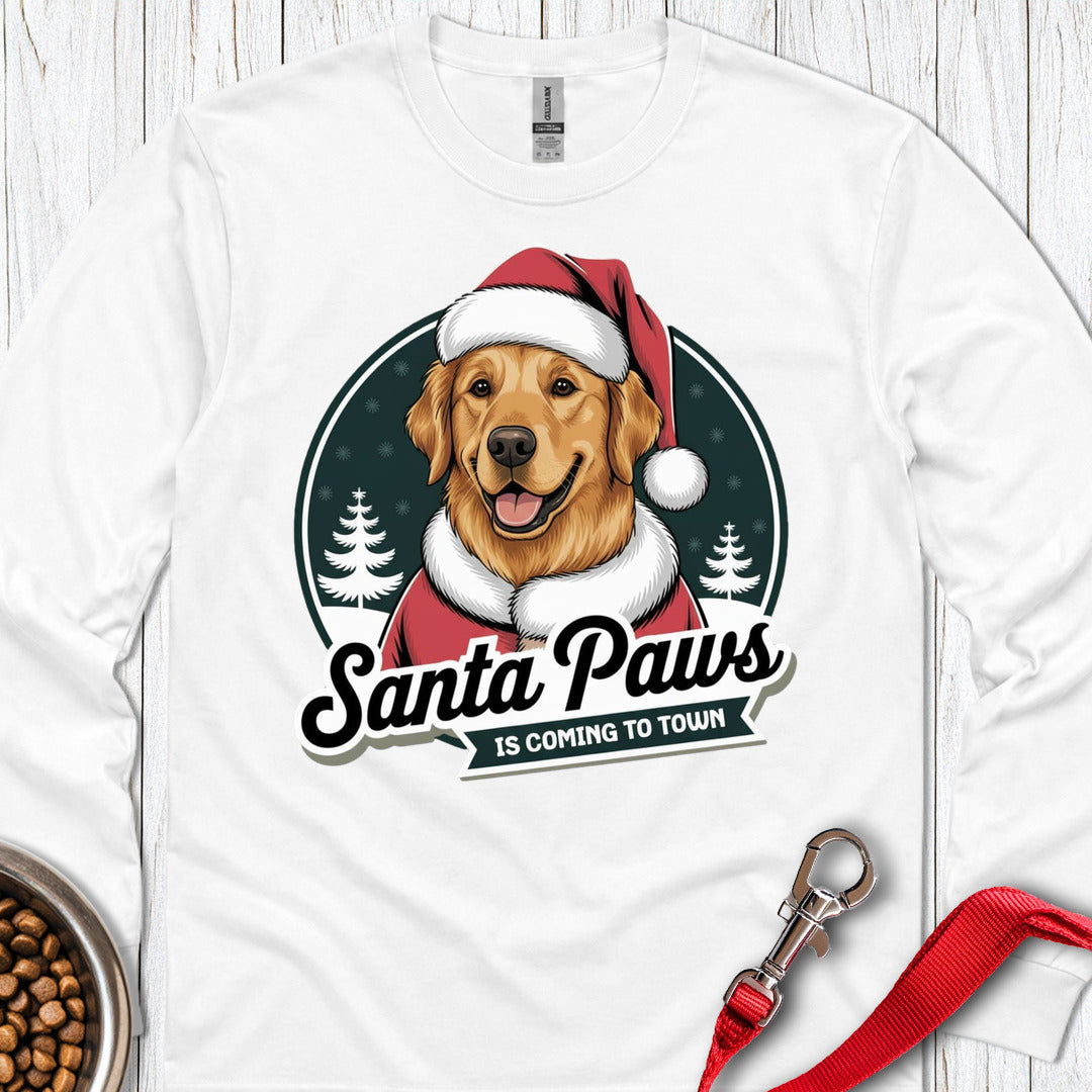Santa Paws Golden Retriever Long Sleeve — White