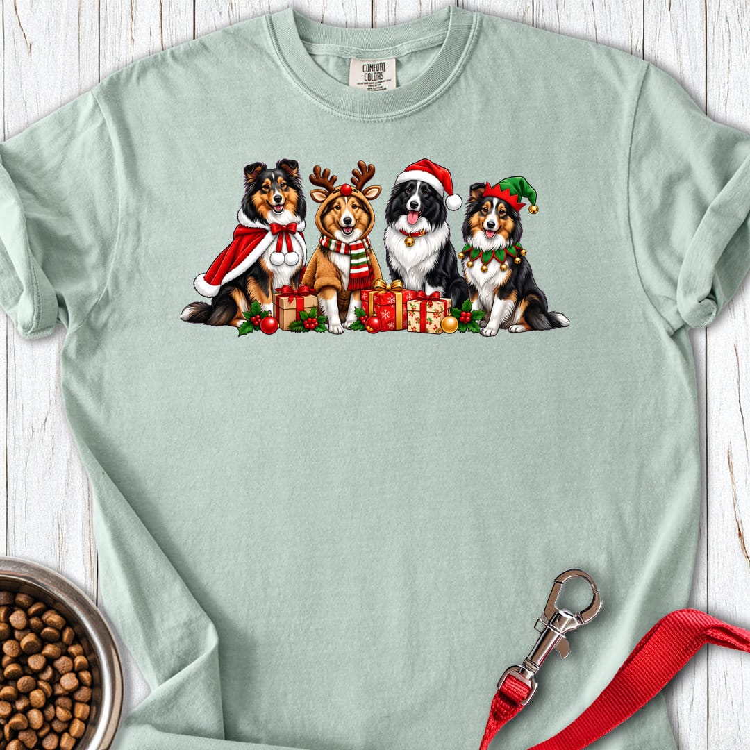 Shetland Sheepdog Christmas Group Premium Tee — Bay