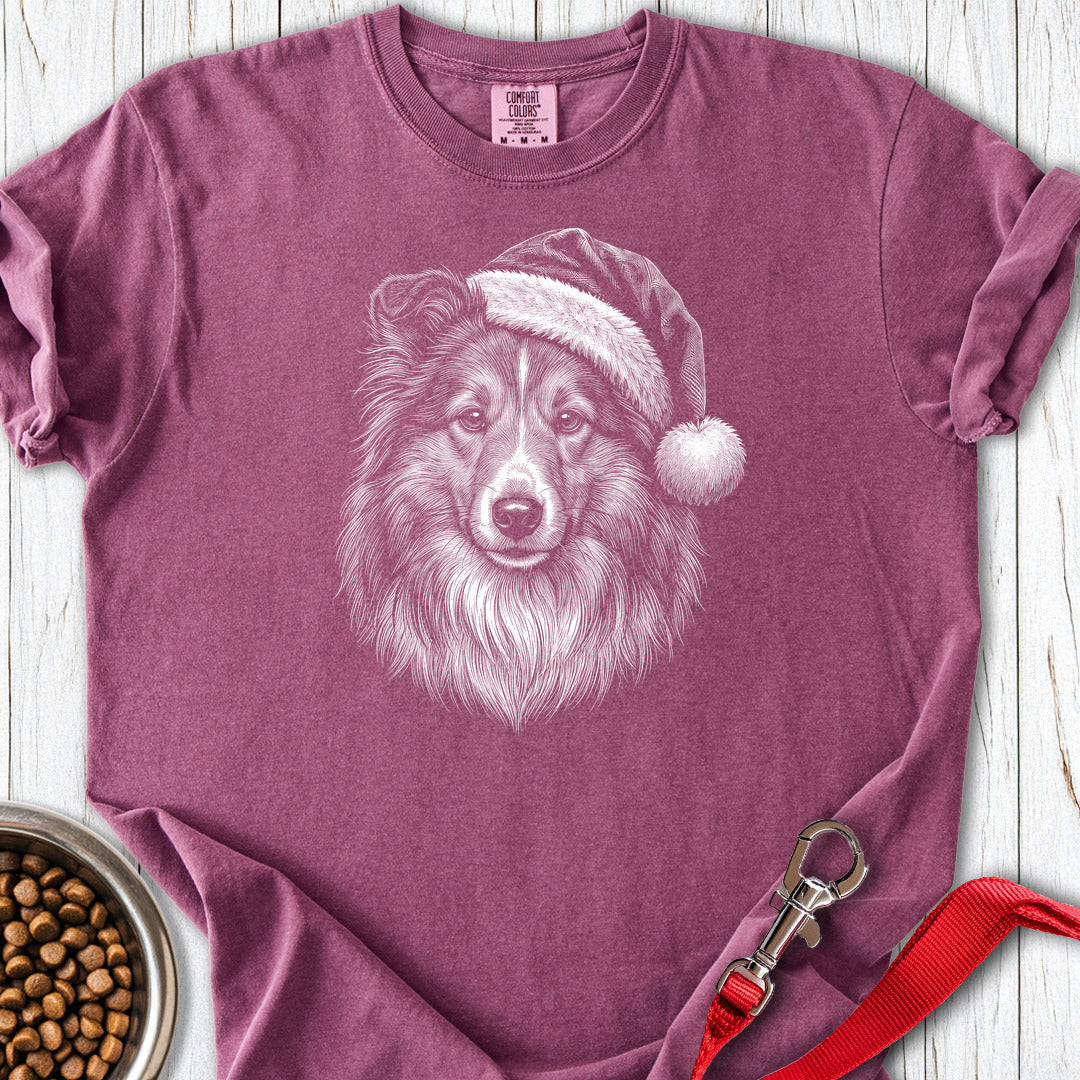 Shetland Sheepdog Christmas Santa Hat Premium Tee Berry