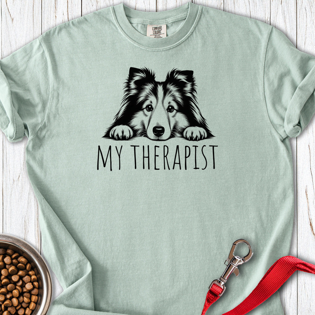 Shetland Sheepdog My Therapist Premium Tee — Bay