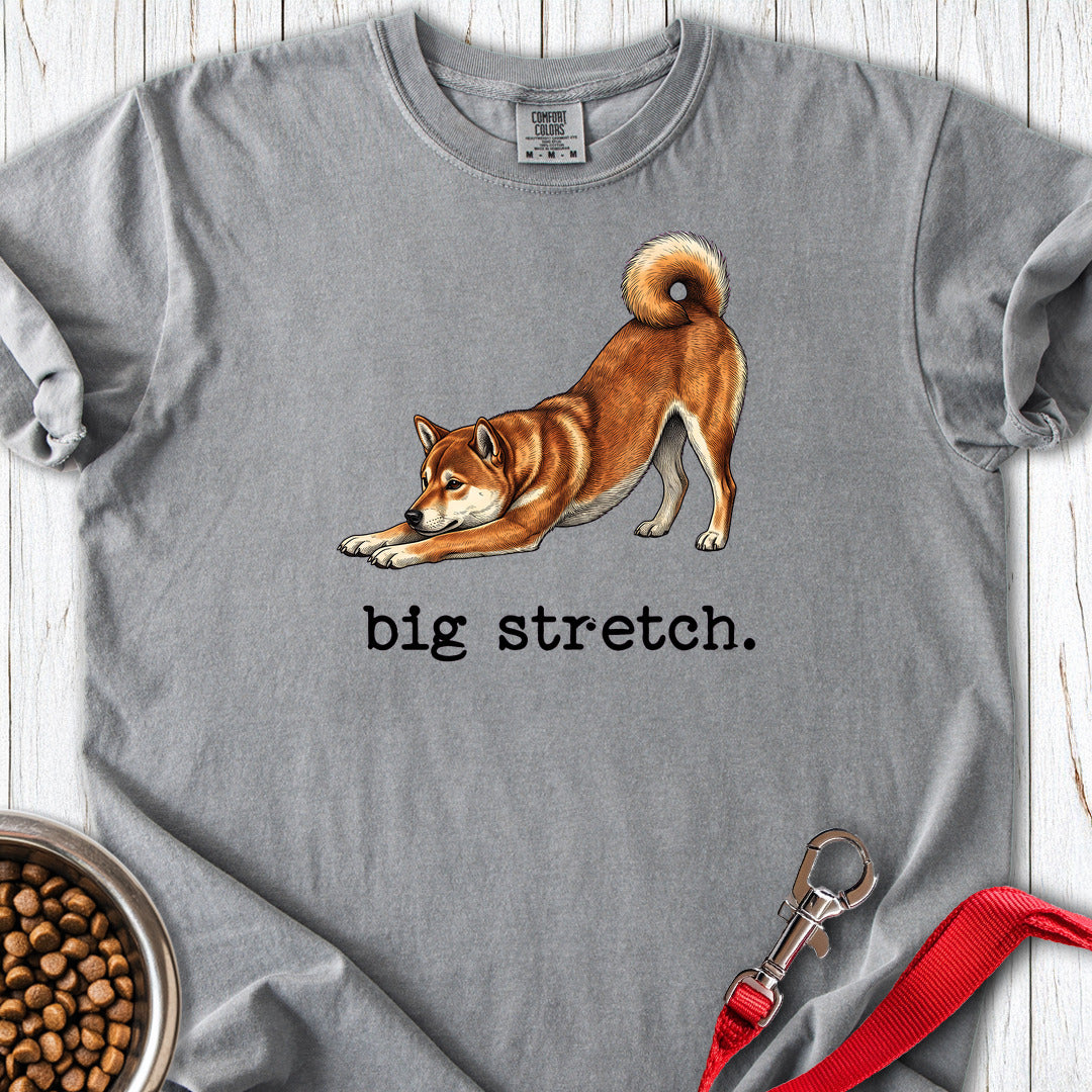 Shiba Inu Big Stretch Premium Tee — Grey