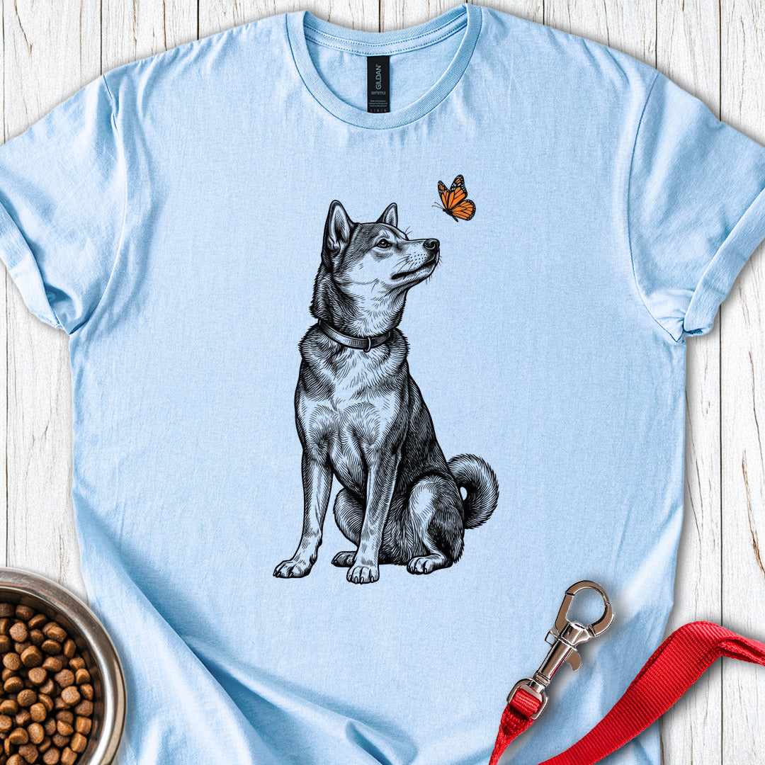 Shiba Inu Butterfly Light Blue