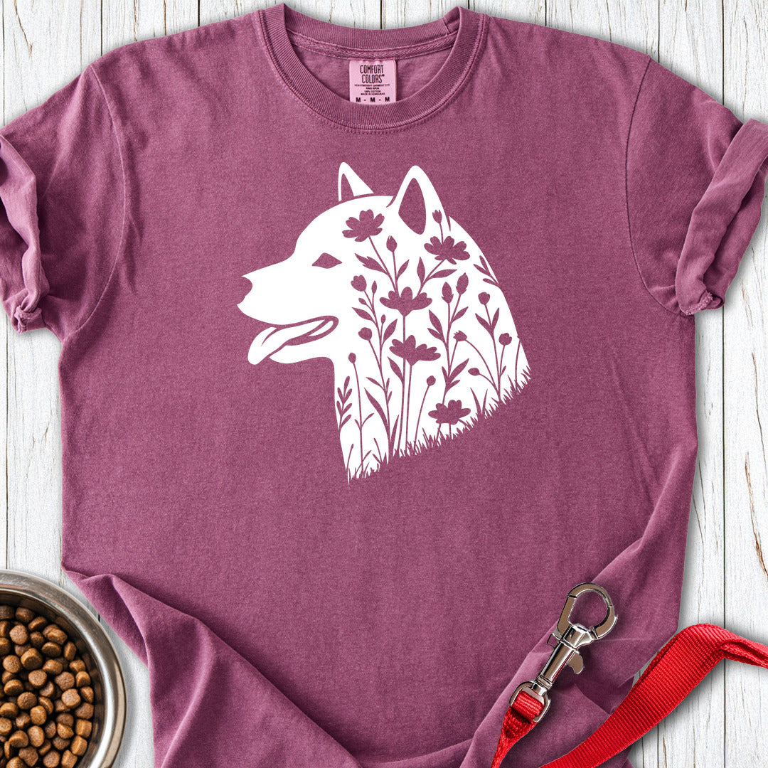 Shiba Inu Flowers Premium Tee — Berry