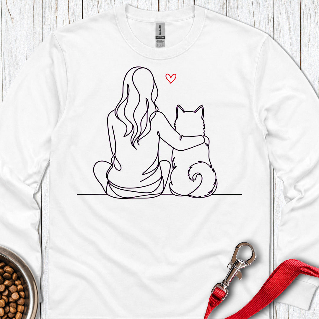 Shiba Inu Lineart Long Sleeve — White