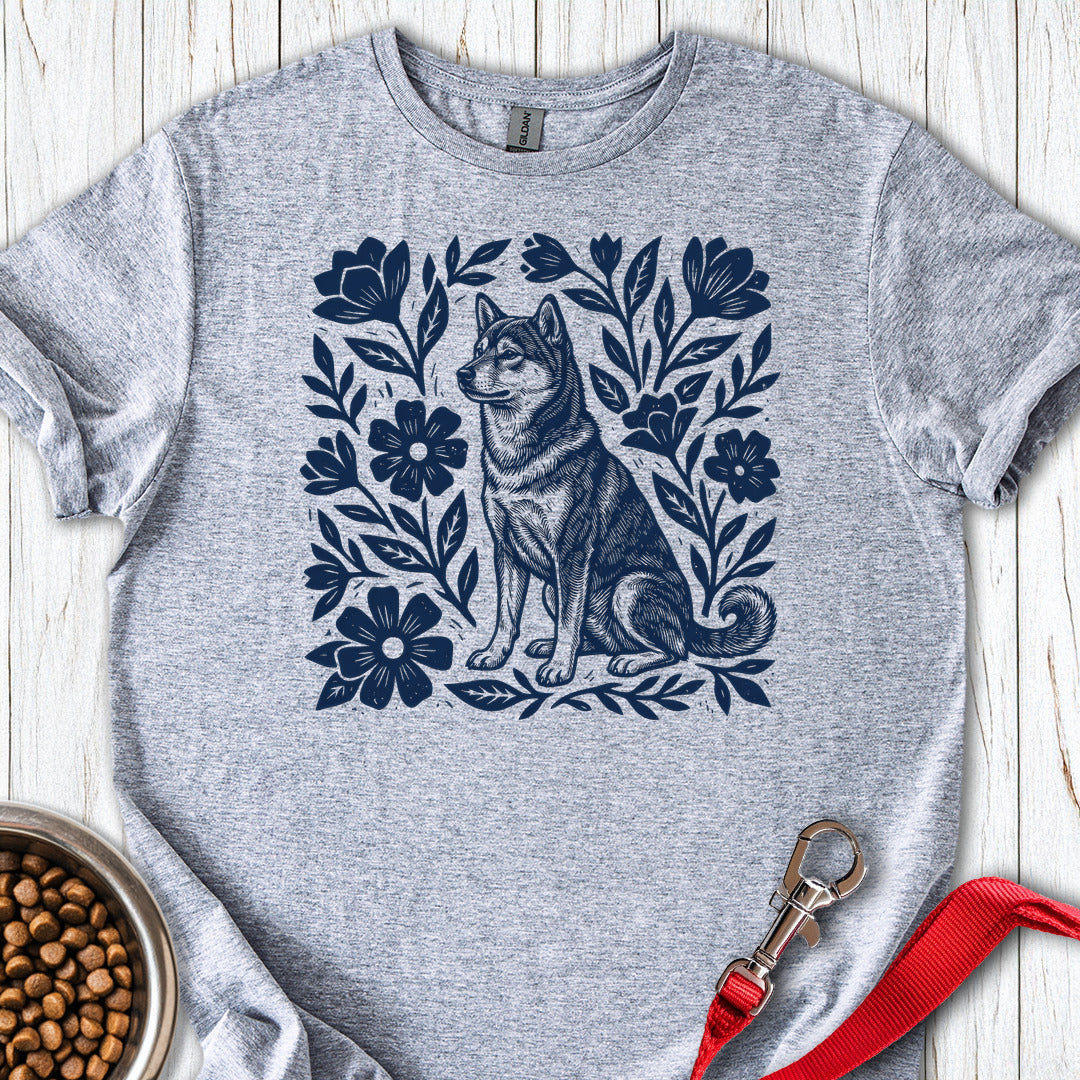Shiba Inu Linocut Sport Grey