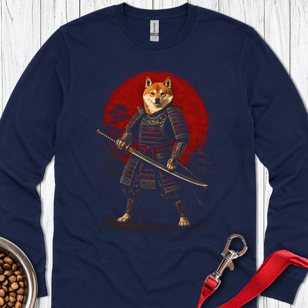 Shiba Inu Samurai II Long Sleeve — Navy