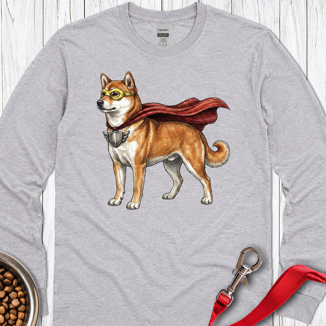 Shiba Inu Superhero Long Sleeve — Sport Grey