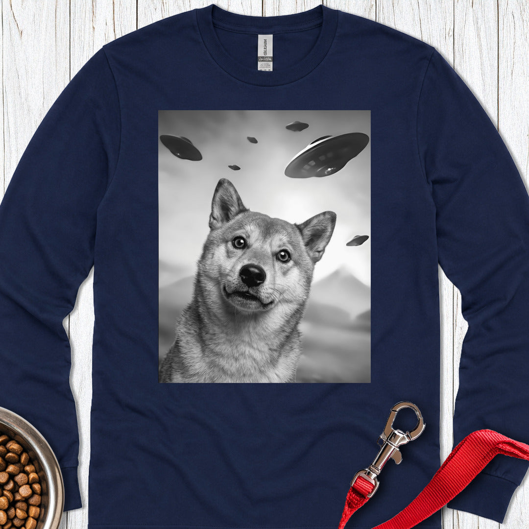 Shiba Inu UFO Long Sleeve β Navy