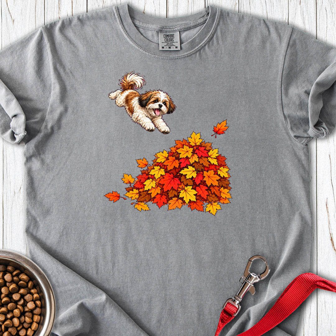 Shih Tzu Fall Leaves Premium Tee — Grey