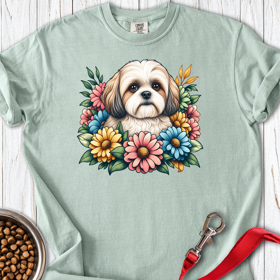 Shih Tzu Flower Wreath Premium Tee — Bay