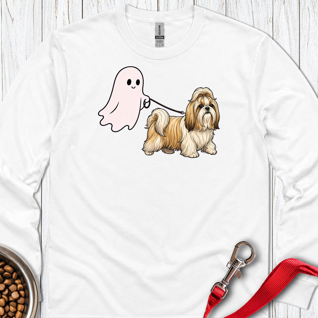 Shih Tzu Ghost Walk Long Sleeve — White