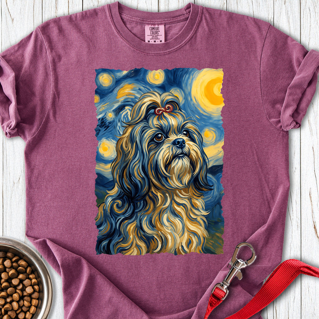 Shih Tzu Van Gogh Premium Tee — Berry