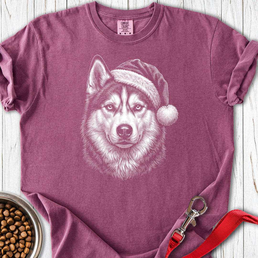 Siberian Husky Christmas Santa Hat Premium Tee Berry