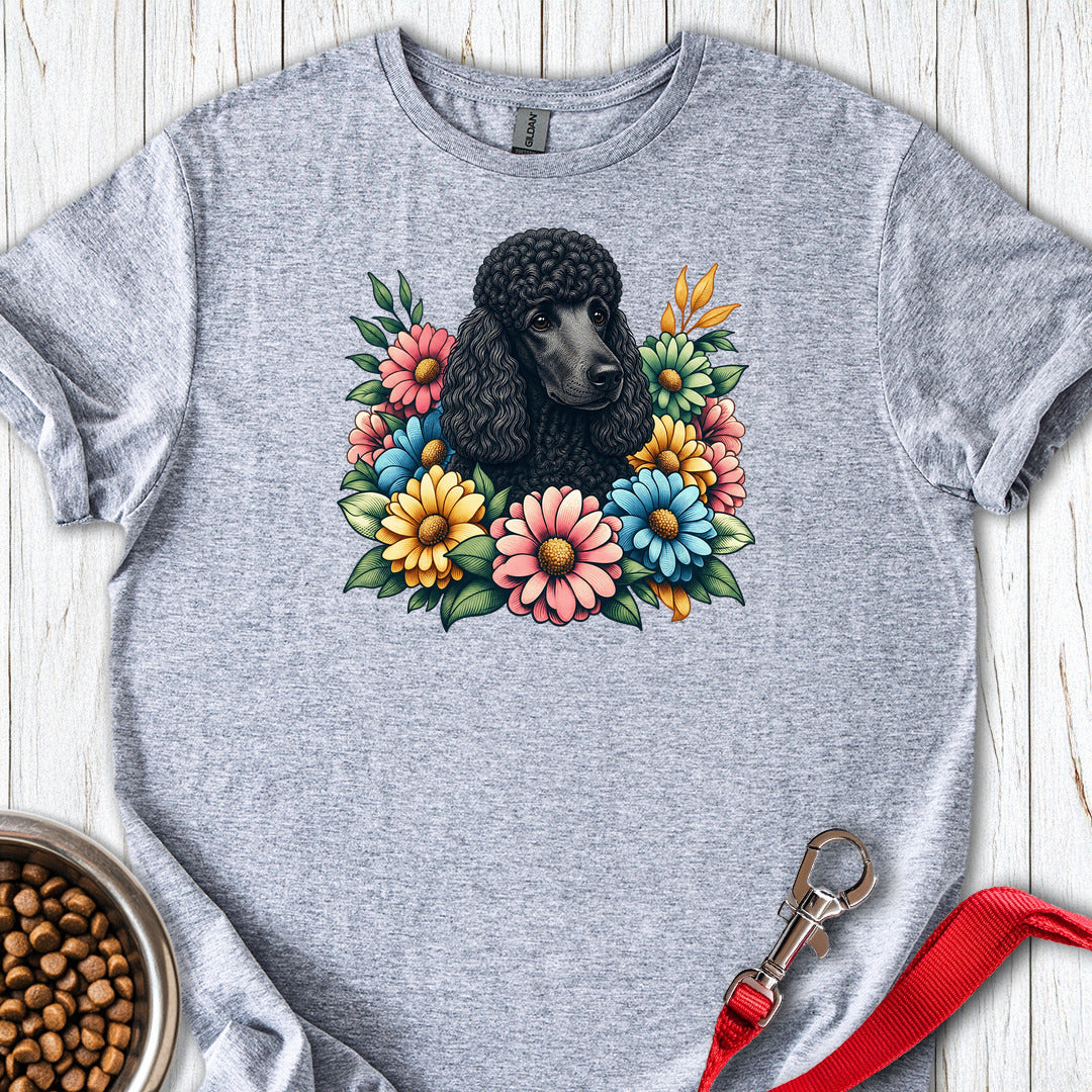 Standard Poodle Flower Wreath Black β Sport Grey