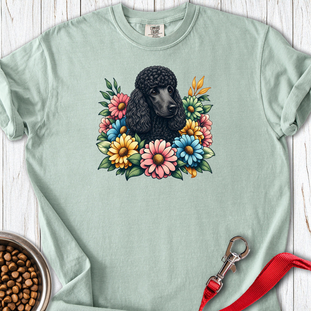 Standard Poodle Flower Wreath Black Premium Tee — Bay