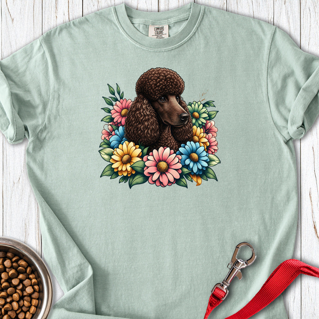 Standard Poodle Flower Wreath Chocolate Premium Tee — Bay