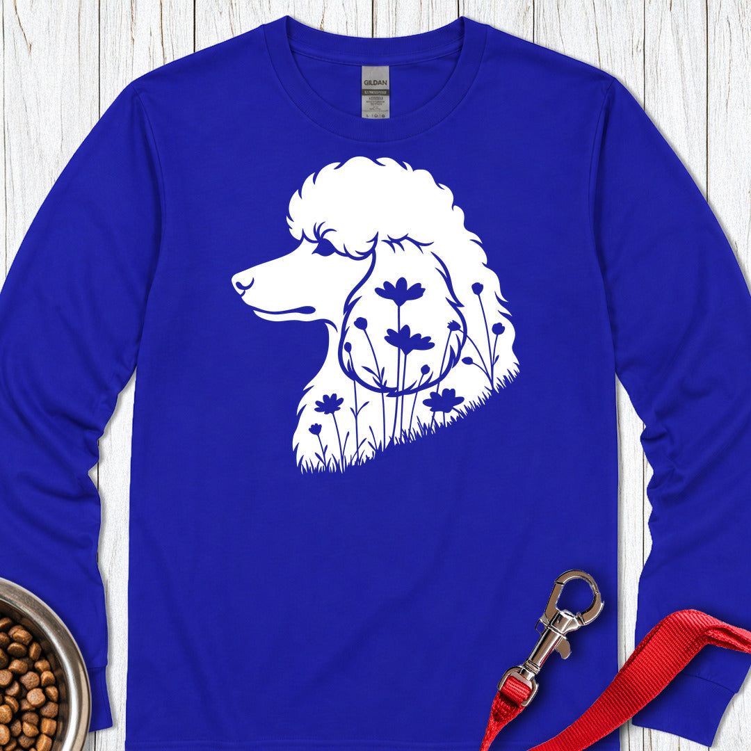Standard Poodle Flowers 2 Long Sleeve Royal