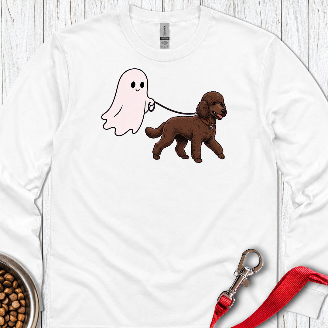 Standard Poodle Ghost Walk Chocolate Long Sleeve White