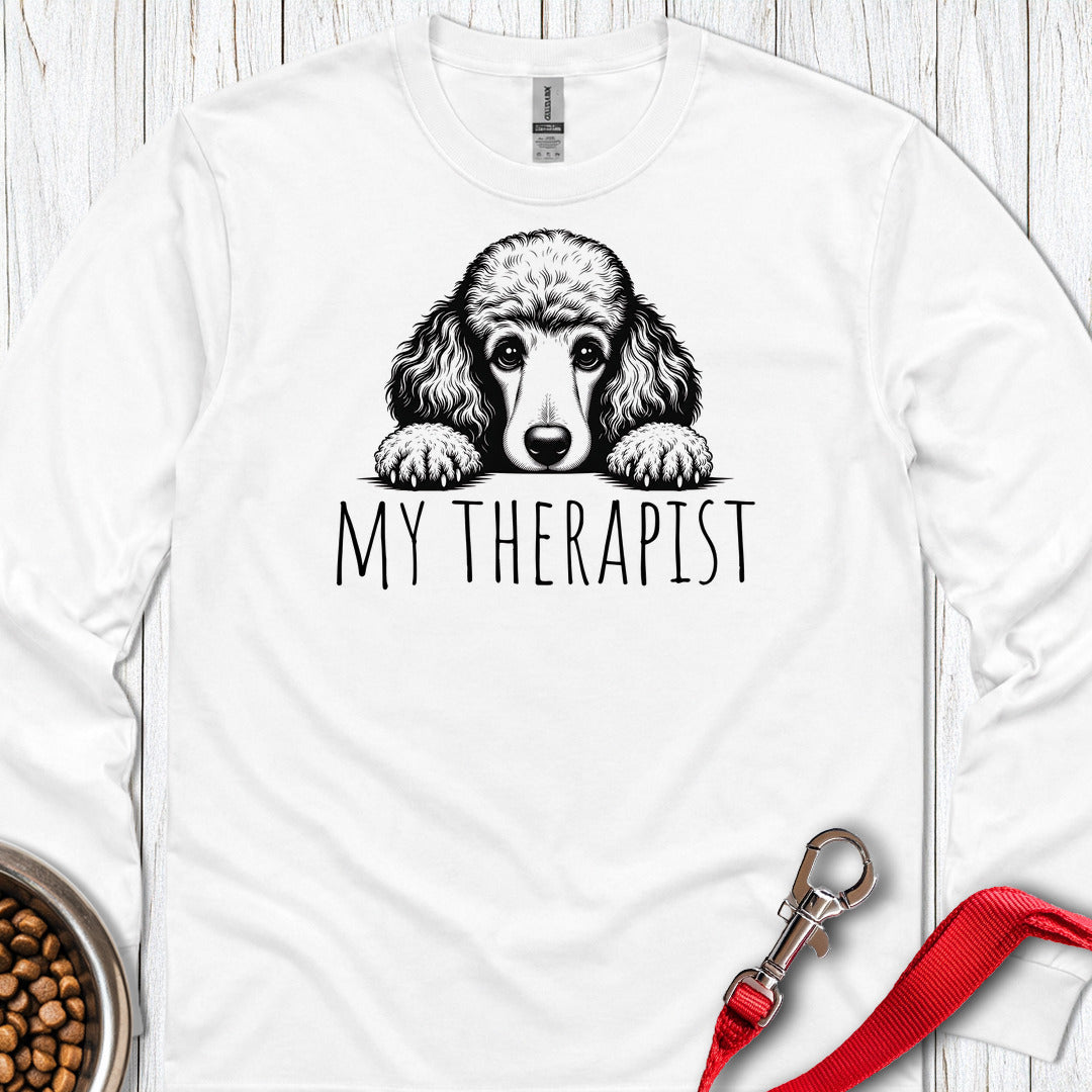 Standard Poodle My Therapist 2 Long Sleeve White