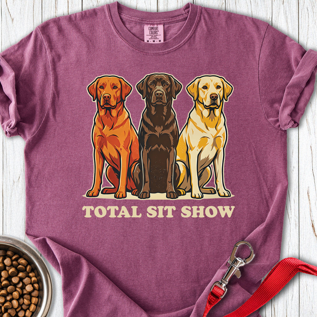 Total Sit Show Red, Chocolate & Yellow Labrador Premium Tee Berry