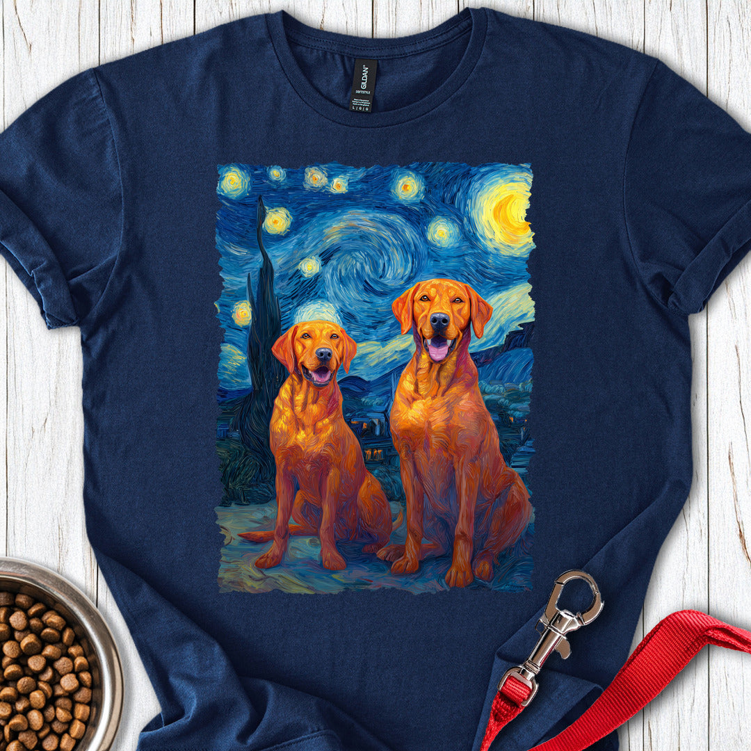 Two Fox Red Labradors Van Gogh Navy