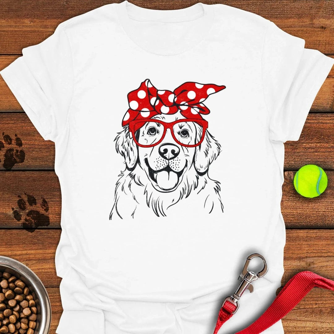 Golden Retriever Glasses T-Shirt White