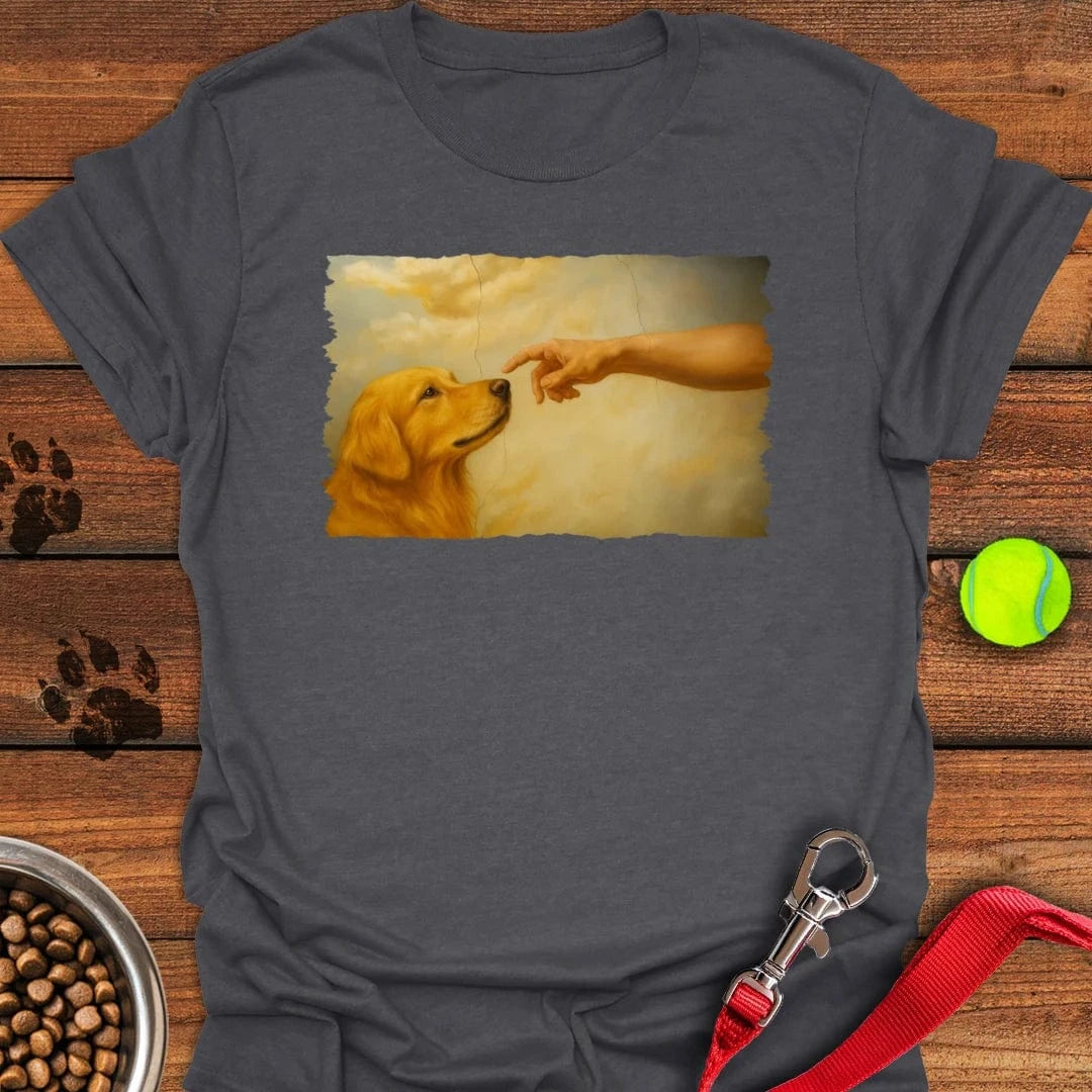 God Creates Golden Retriever T-Shirt Dark Heather